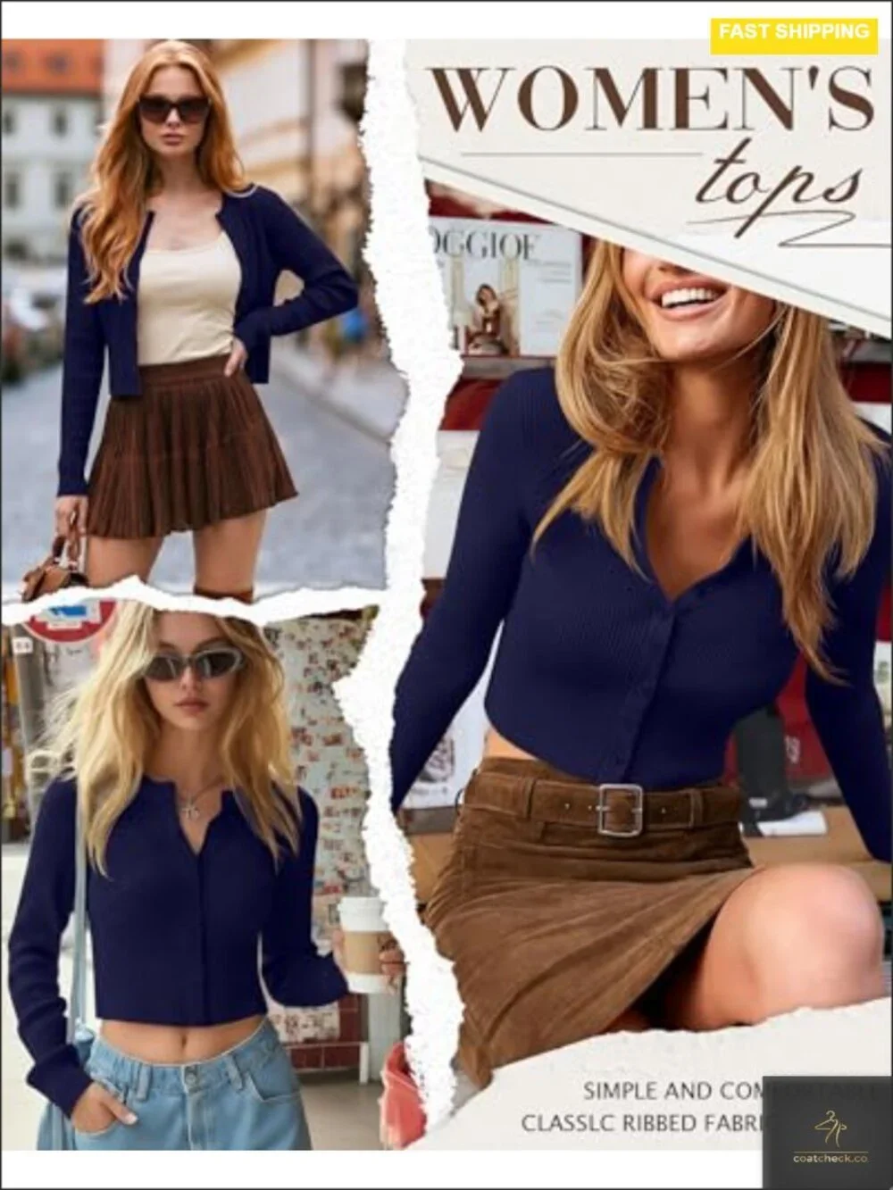 Cropped Cardigan Cotton Ribbed Knit Long Sleeve Crew Neck Open Front Button Down